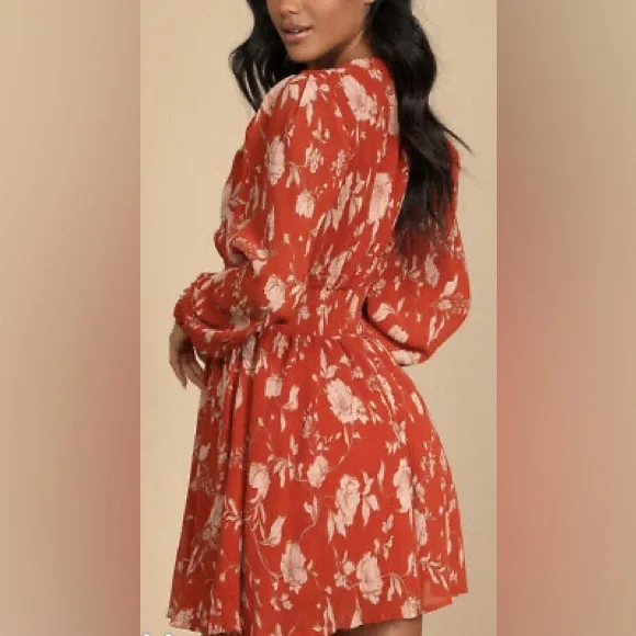 Lulu's Scarlet Floral Mini Dress - Picture 2 of 11
